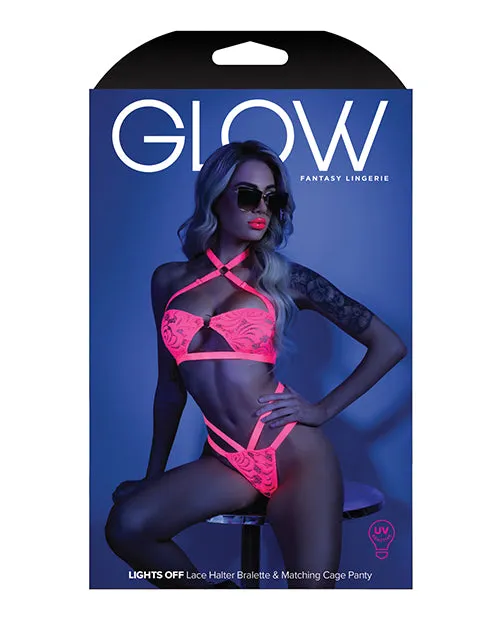 Vibrators Fantasy Lingerie Glow Black Light Halter Bandeau Cage Panty Neon Pink Vibrators Fantasy Lingerie Glow Black Light Halter Bandeau Cage Panty Neon Pink