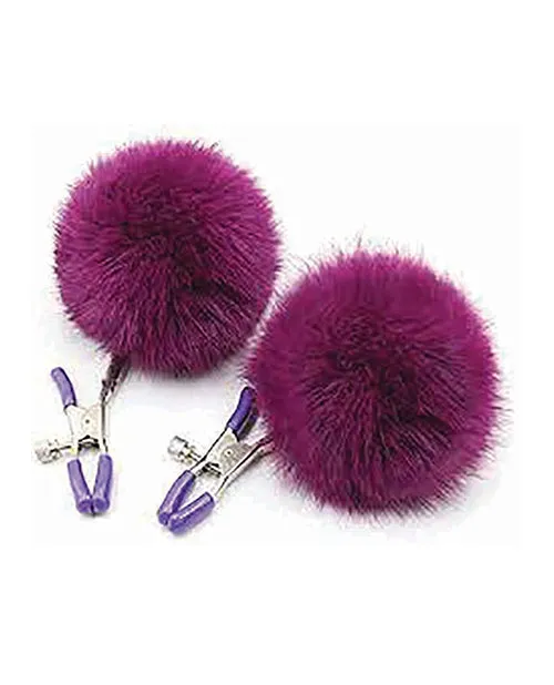 Vibrators Little Genie Productions LLC Sexy Af Nipple Clamps Purple Puff Ball Vibrators Little Genie Productions LLC Sexy Af Nipple Clamps Purple Puff Ball