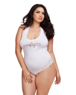 Male Sex Toys Soft Spandex Jersey Wifey Bodysuit with Thong Back Dreamgirl International