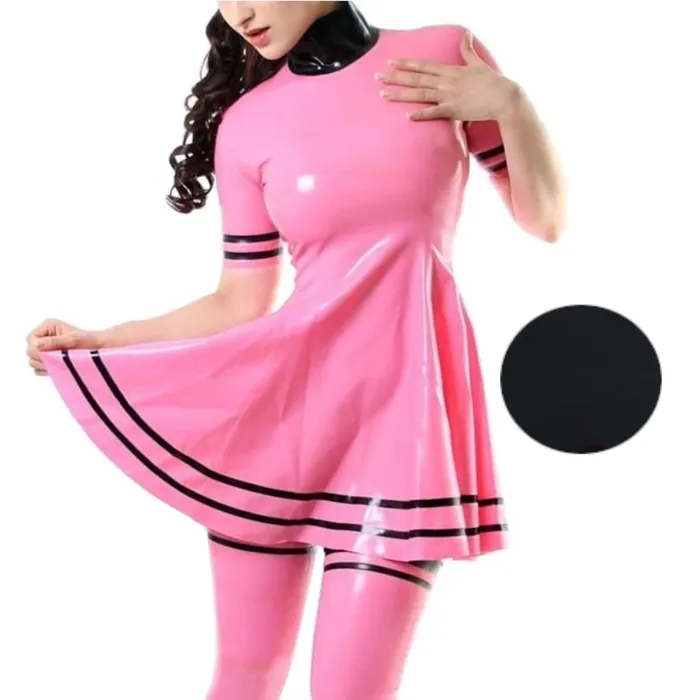 House of Dasein Dildos Womens Costumes Women Latex Rubber Solid Colour Dress Back Zip Custom Handmade Clothing