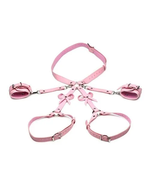 XR Brands Couples Strict Bondage Harness with Bows Pink