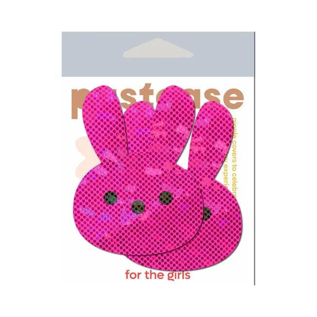 Vibrators Pastease Glittery Pink Marshmallow Easter Bunny Nipple Pasties Pastease
